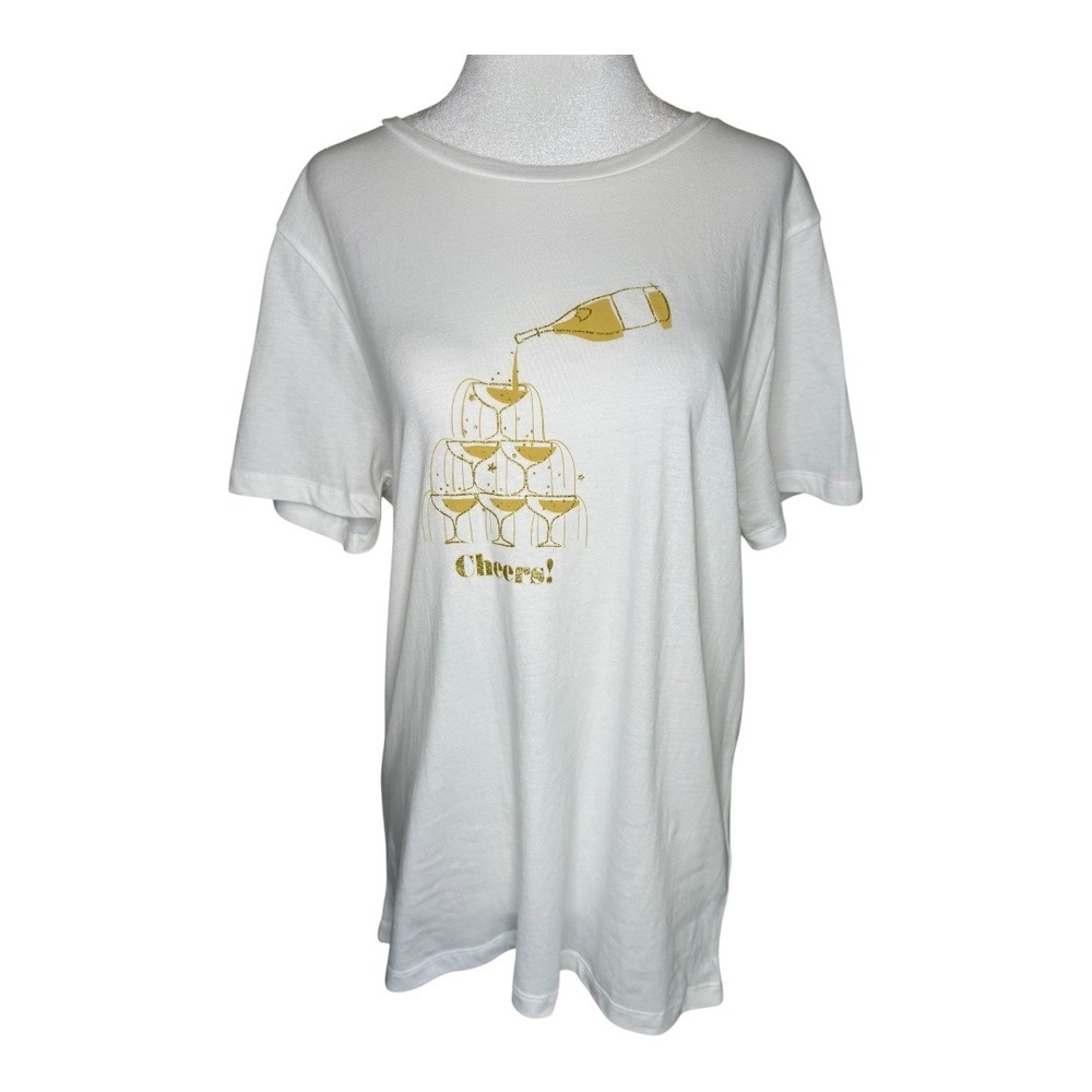 J. Crew Collector Tee Champagne Tower Graphic Print Crew Neck Top Large
